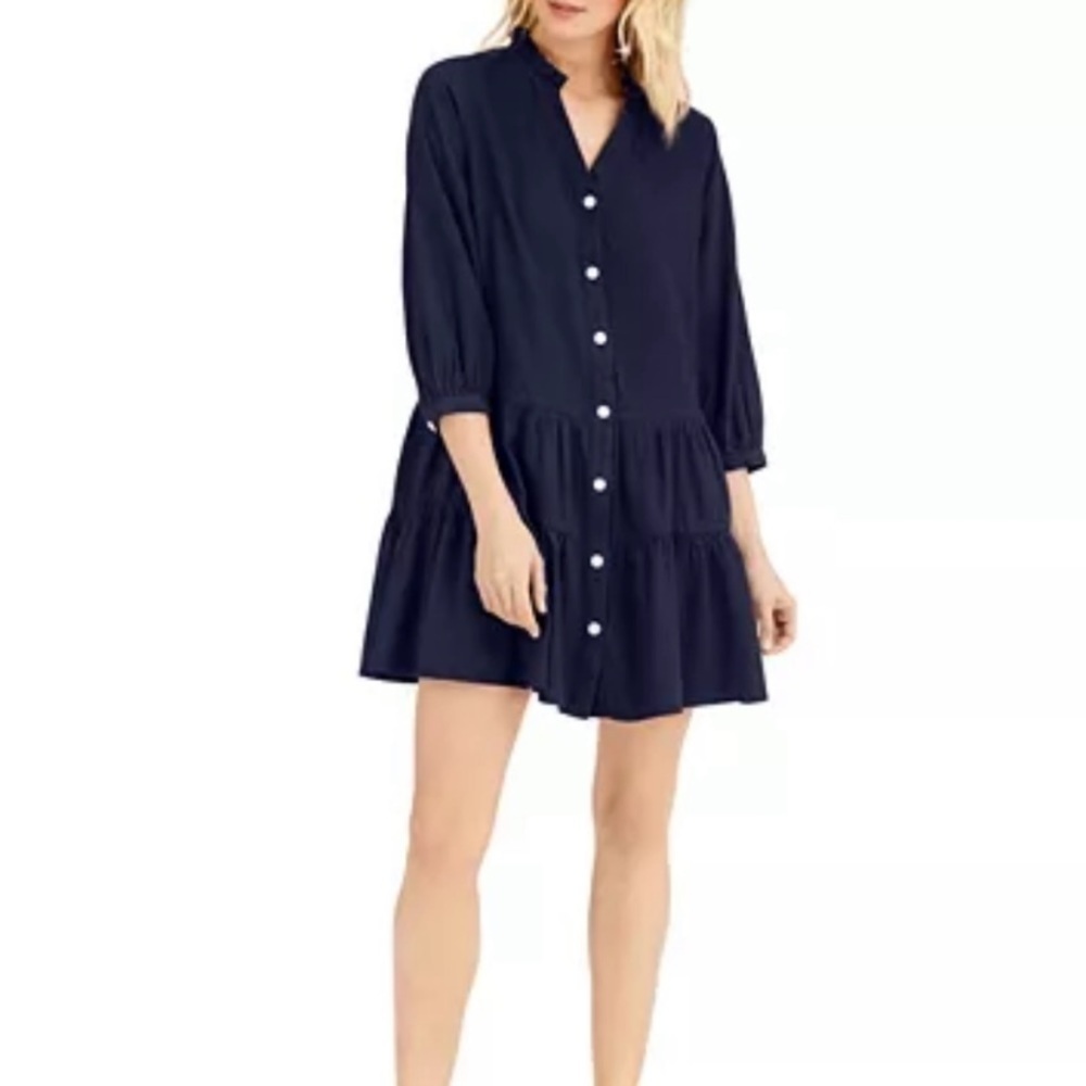 TOMMY HILFIGER Linen Blend Ruffled Dress